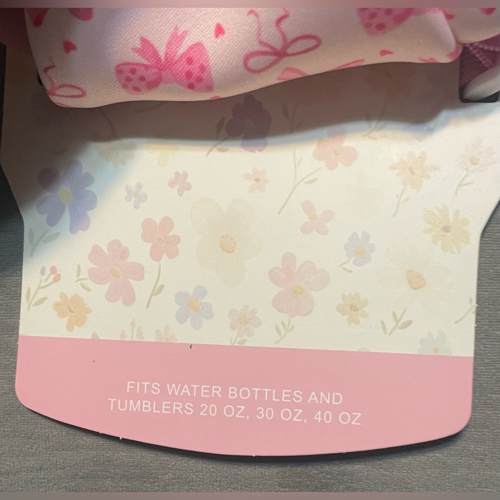CWC Pink Bow Water Bottle Pouch Holder‎ Sleeve Fits 20-40oz Tumblers NWT! - Picture 3 of 4